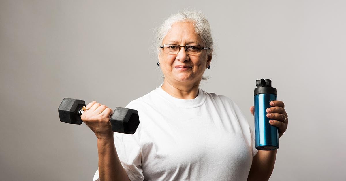 Resistance Training With Water Bottles As Weights - Senior Fitness